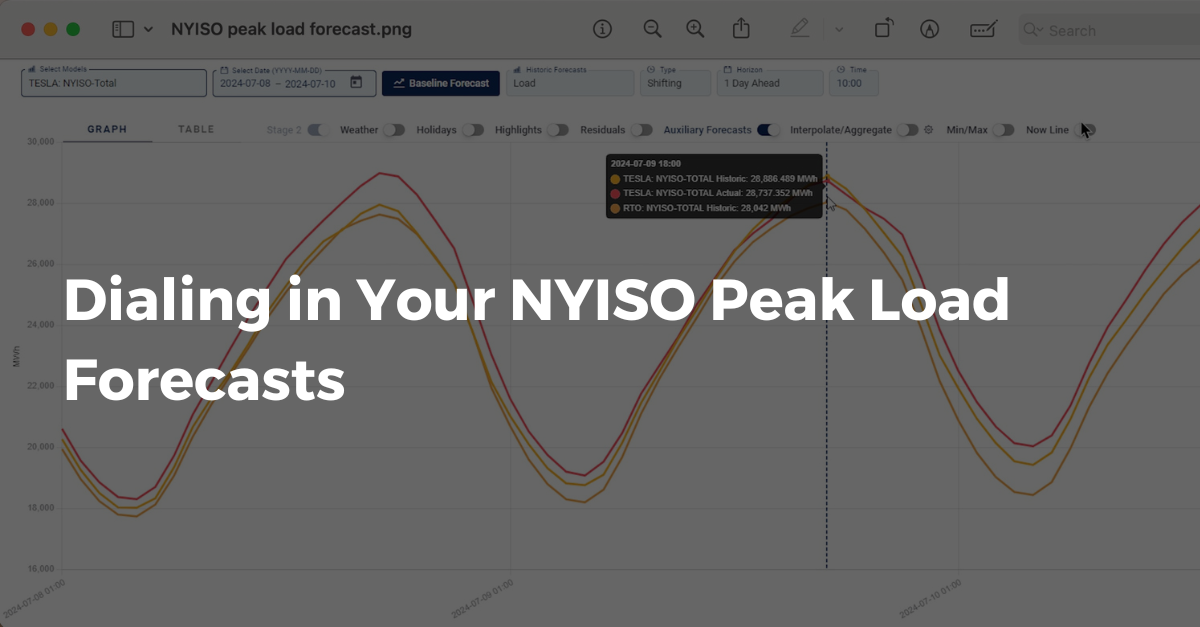 Dialing in Your NYISO Peak Load Forecasts